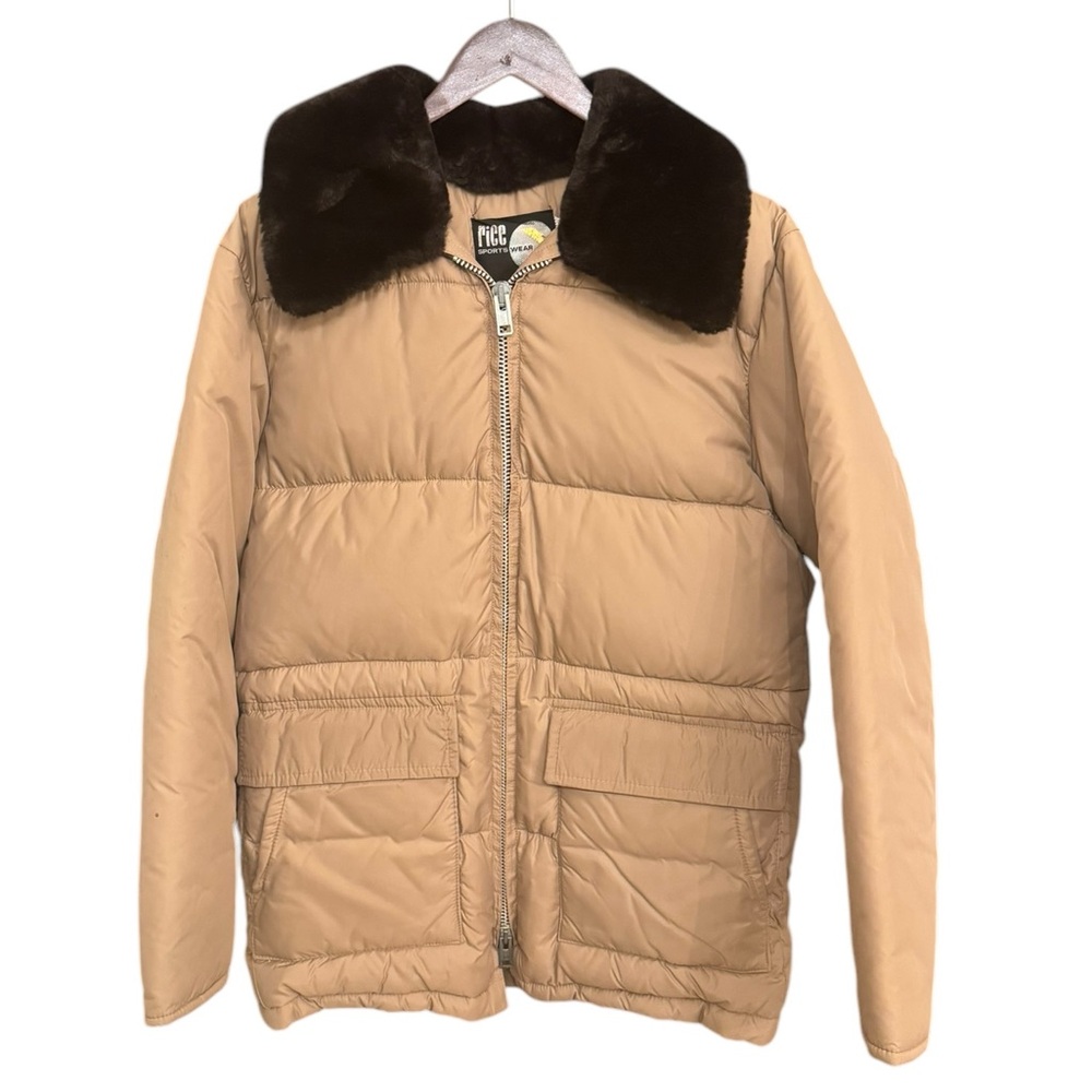 Vintage Rice Sportswear Tan Puffer with Faux Fur Collar